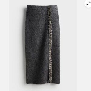 H&M A/W 2024 Edition Bead Detail Knit Skirt Mohair Wool Sz M NWT